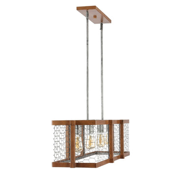Gaines 34.5" Linear Adjustable Iron Rustic Industrial LED Pendant - JONATHAN Y